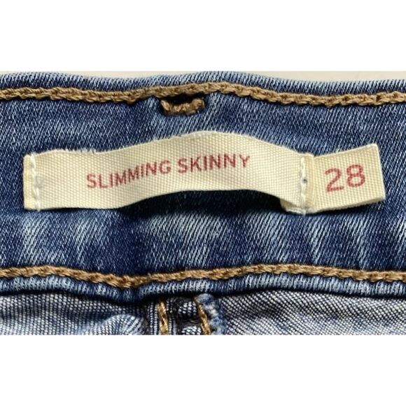Levis Mid Rise Skinny Faded Blue Denim Jeans Women's Size 28 X 30 (actual 26x30) - Picture 11 of 13